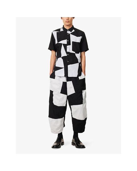 BLACK COMME DES GARCON Black Patchwork Short-Sleeve Woven Shirt for men
