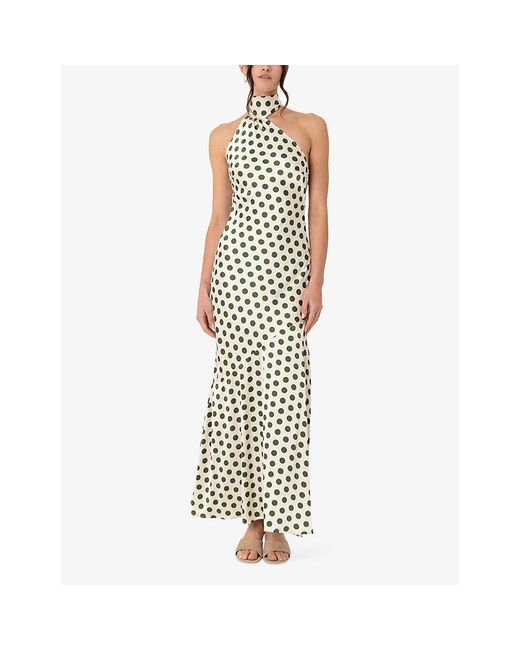 Amy Lynn Metallic Baia Polka-Dot Satin Maxi Dress