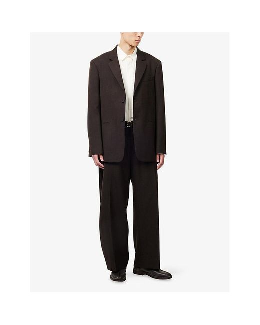 Studio Nicholson Black Fume Curved-Leg Cotton-Blend Trousers for men