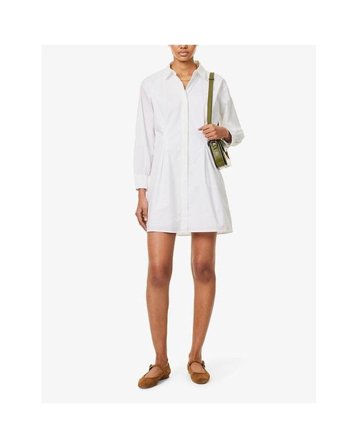 FRAME White Pleated Regular-fit Organic-cotton Mini Dress