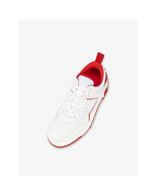 Christian Louboutin White Astroloubi Studded Leather Low-top Trainers for men