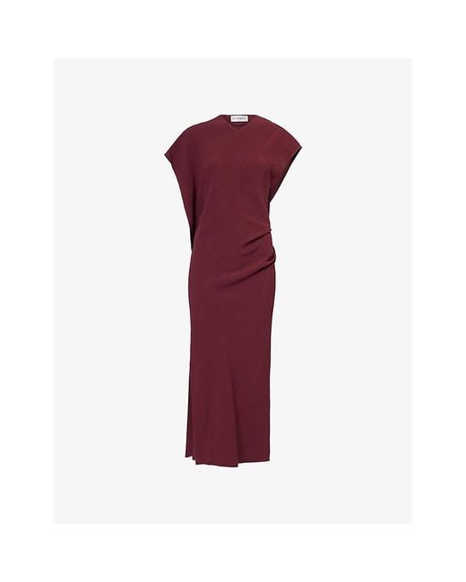 Victoria Beckham Red Victoria Draped Woven Midi Dress
