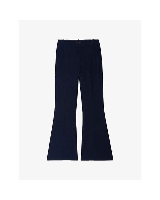 Zadig & Voltaire Blue Prevy Flared-Leg High-Rise Stretch-Woven Trousers