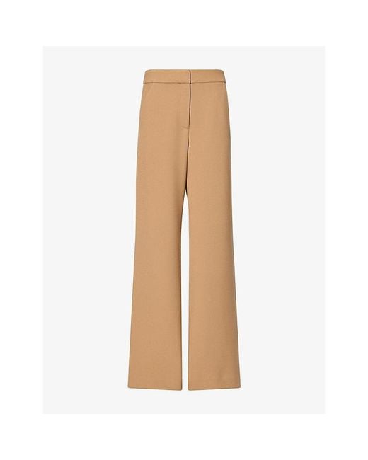Veronica Beard Natural Tonelli Wide-Leg Woven Trousers