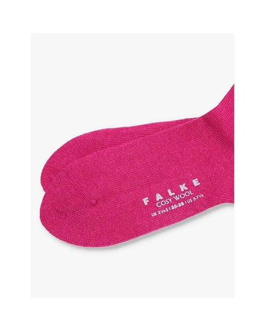 Falke Pink Cosy Wool Brand-Print Knit Socks