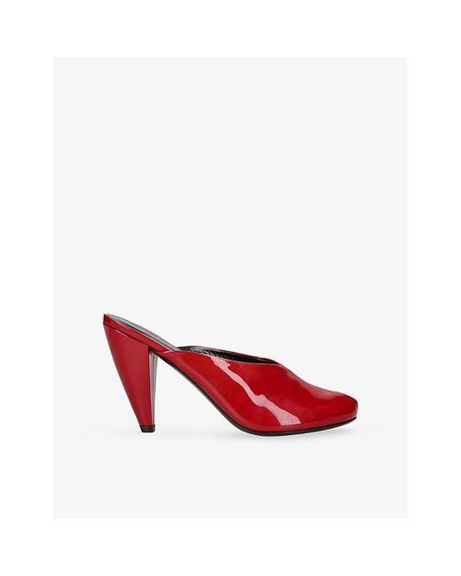 Jude Red Paw Patent-Leather Heeled Mules