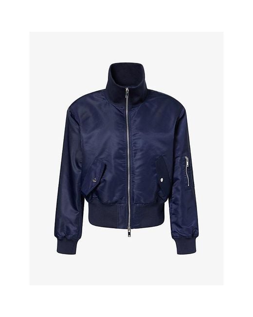 Frankie Shop Blue Storm Cropped Bomber Jacket