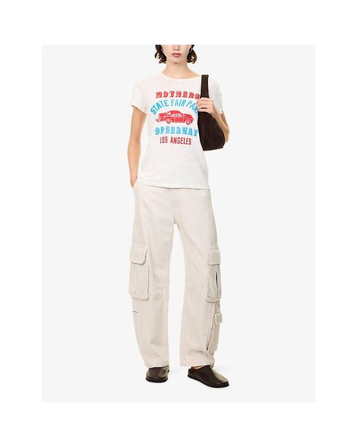 Mother White The Lil Sinful Graphic-Print Cotton And Linen T-Shirt
