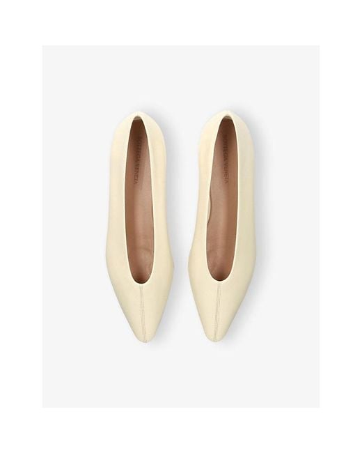 Bottega Veneta Natural Sofia Flat Leather Ballerina Pumps