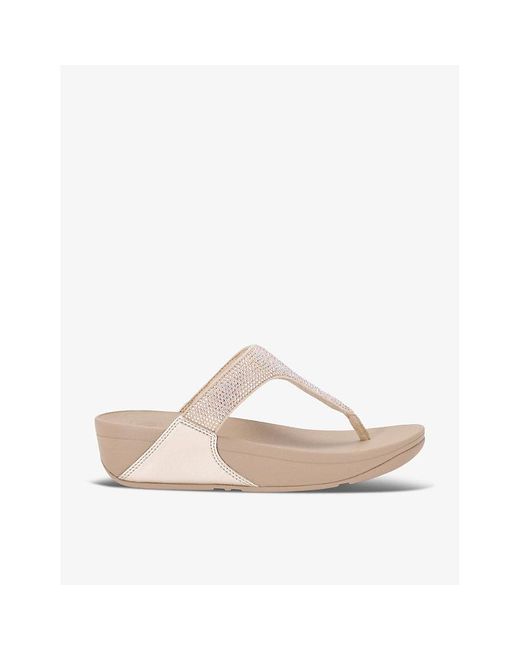 Fitflop Natural Lulu Glitter Rhinestone-Embellished Rubber Sandals
