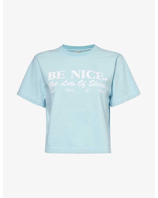 Sporty & Rich Blue Be Nice Text-print Cotton-jersey T-shirt