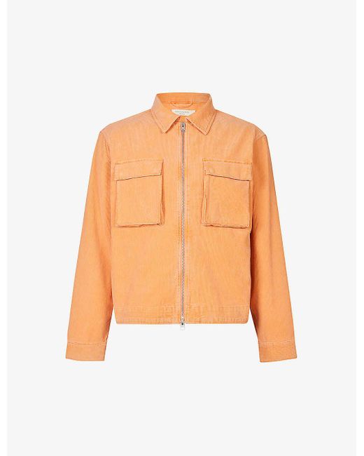 AllSaints Orange Clifton Cotton Corduroy Jacket for men
