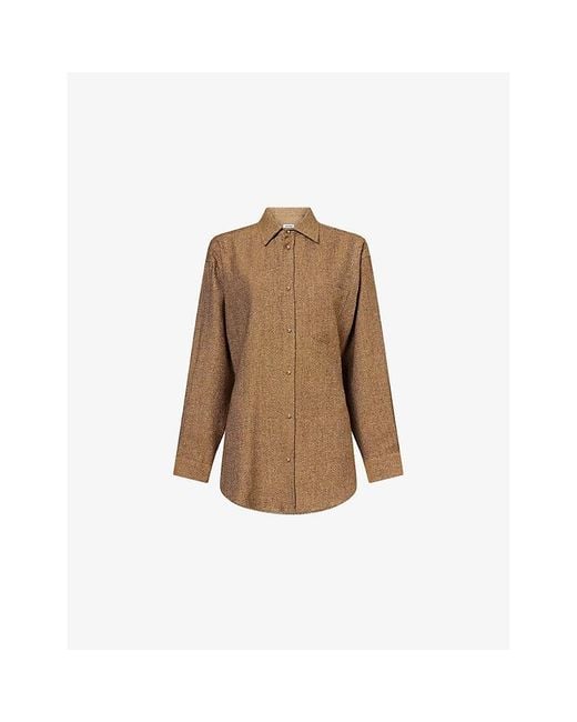 DARKPARK Brown Anne Tailored Linen And Cashmere-Blend Shirt