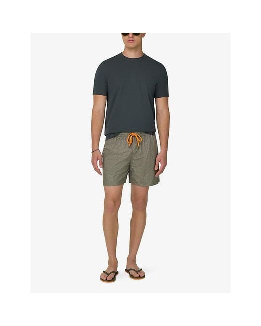 Boggi Green Paisley-Print Drawstring Swim Shorts for men