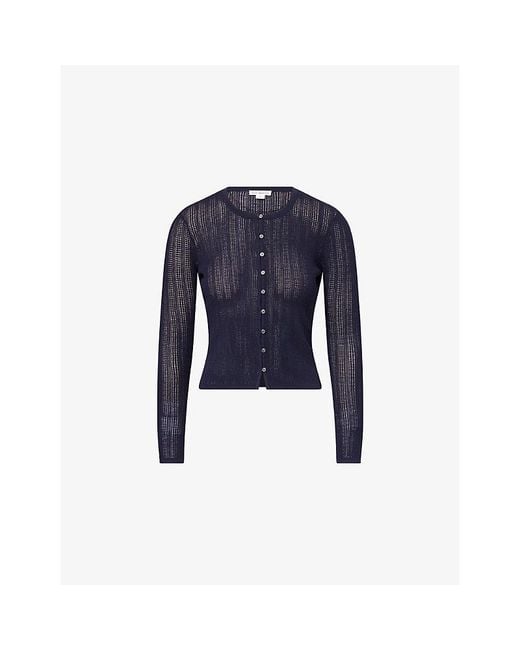 GOOD AMERICAN Blue Opne Open-Knit Woven Cardigan