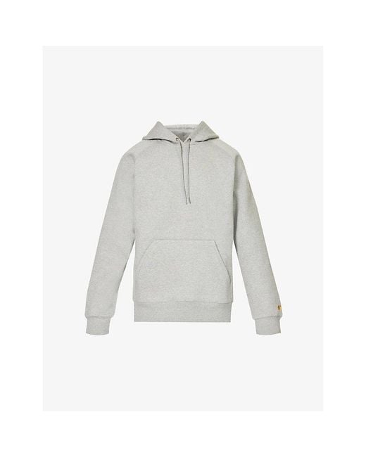 Carhartt Gray Chase Brand-Embroidered Cotton-Blend Hoody for men