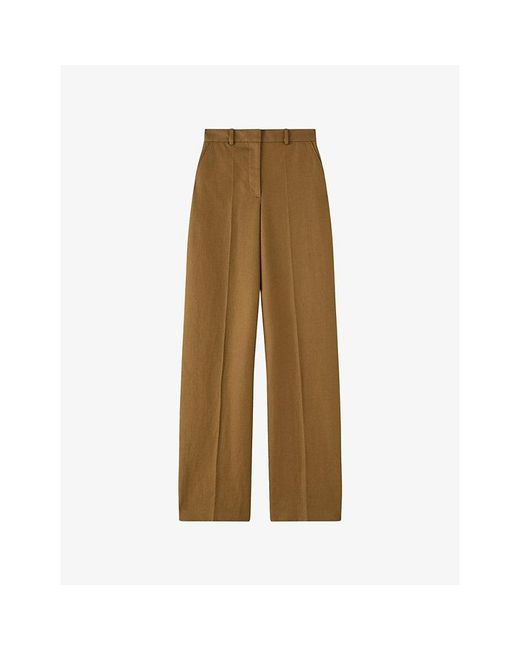 Joseph Natural Mitae Straight-Leg Cotton And Linen Trousers