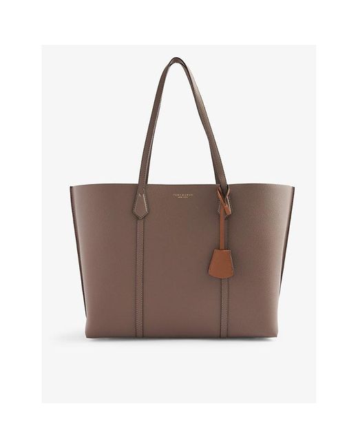 Tory Burch Perry Triple compartment Leather Tote in Brown Lyst