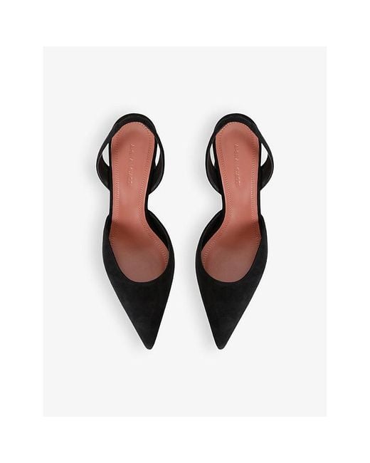 AMINA MUADDI Black Holli 70 Suede Slingback Heels