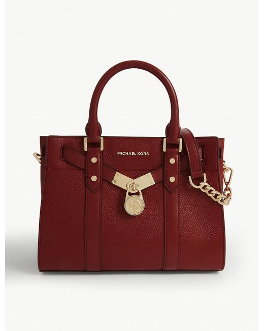 MICHAEL Michael Kors Hamilton Legacy Small Leather Satchel in Red | Lyst