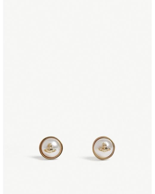 Vivienne Westwood White Olga Orb Sigil Earrings