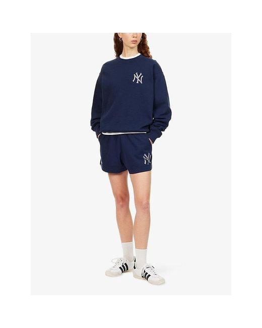 Sporty & Rich Blue For '47 X The New York Yankees Krystal Cotton-Fleece Sweatshirt