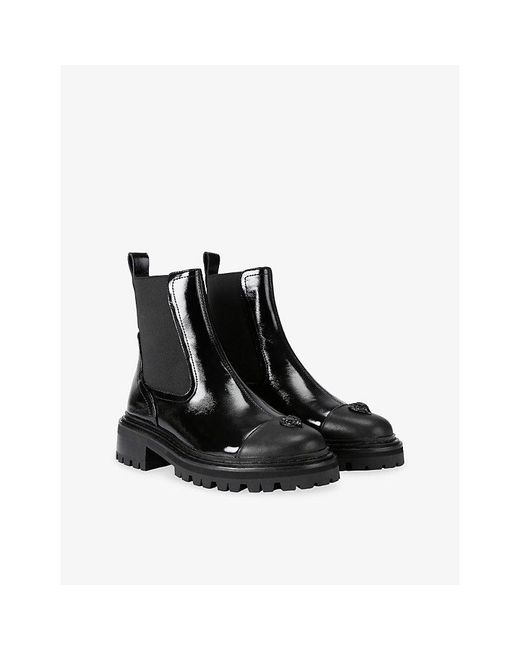 Kurt Geiger Black Sloane Patent-Leather Chelsea Boots