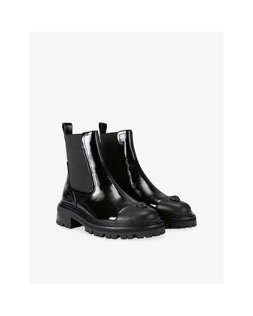 Kurt Geiger Black Sloane Patent-Leather Chelsea Boots