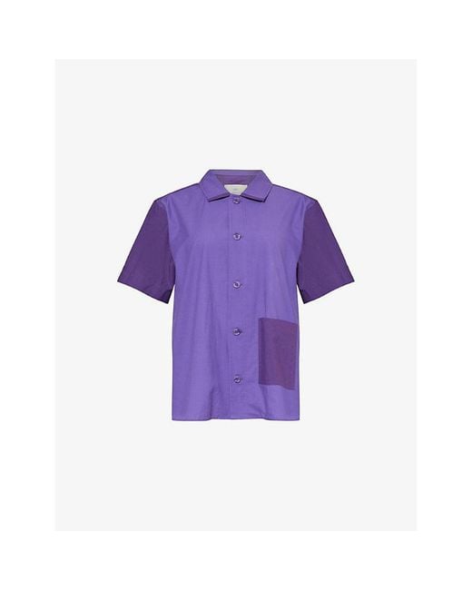 Hay Purple Outline Relaxed-Fit Short-Sleeve Cotton Pyjama Shirt
