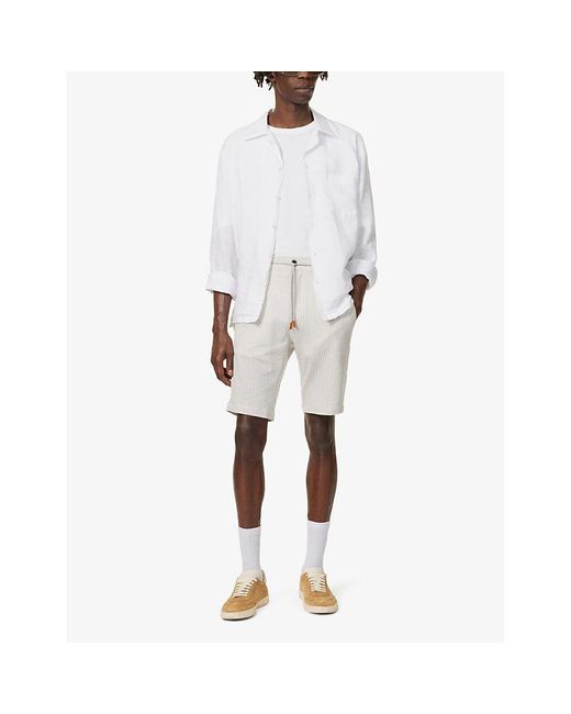 Eleventy White Drawstring-waist Slip-pocket Cotton-blend Shorts for men