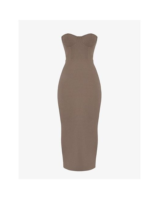 House Of Cb Lucia Corseted Stretch-Woven Maxi Dress in Brown | Lyst House Of Cb Lucia Corseted Stretch-Woven Maxi Dress in Brown | Lyst