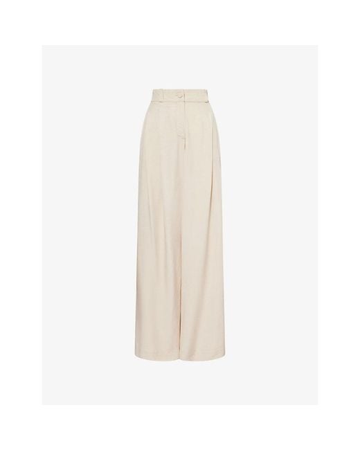 Rebirth White Wide-Leg Mid-Rise Woven Trousers