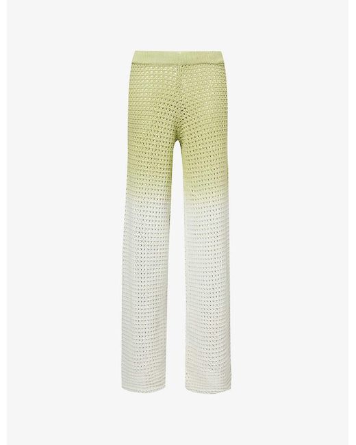 Daily Paper Green Adaeze -pattern Cotton-blend Knitted Trousers