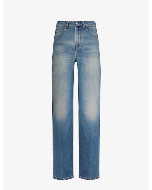Victoria Beckham Blue Julia Straight-leg High-rise Jeans
