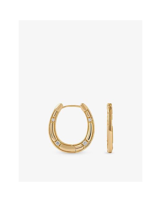 Astley Clarke Metallic Biography Horseshoe 18Ct- Plated Sterling- And Sapphire Hoop Earrings