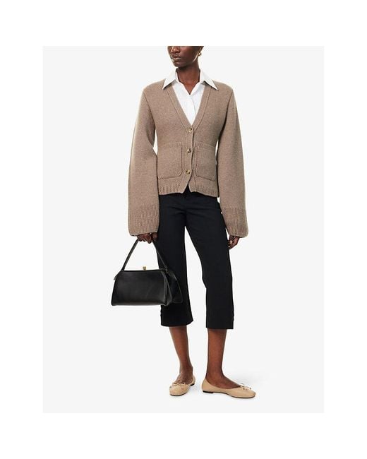 Khaite Brown Scarlet V-Neck Cashmere Cardigan