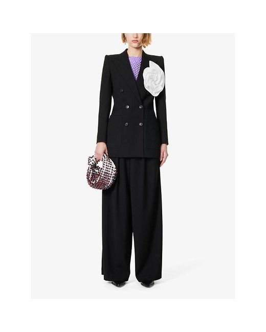 Dries Van Noten Black Double-breasted Notched-lapel Woven Blazer