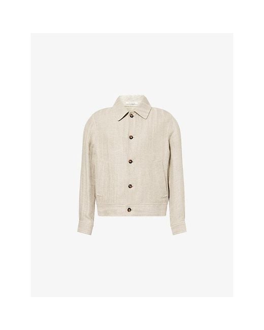 Gant Natural Button-Through Washed Linen Jacket for men