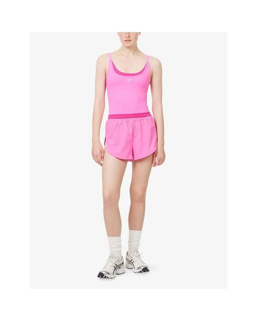 GYMSHARK Pink Interval Seamless Midi Jersey Tank Top