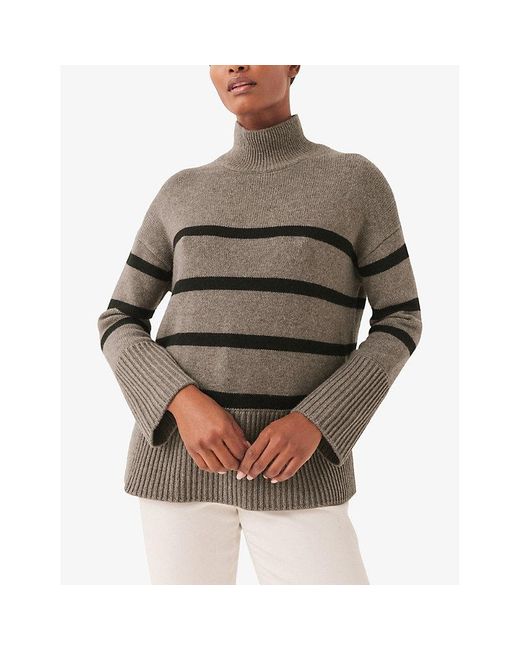 The White Company Gray Breton-Stripe Oversized-Fit Wool And Cotton-Blend Jumper