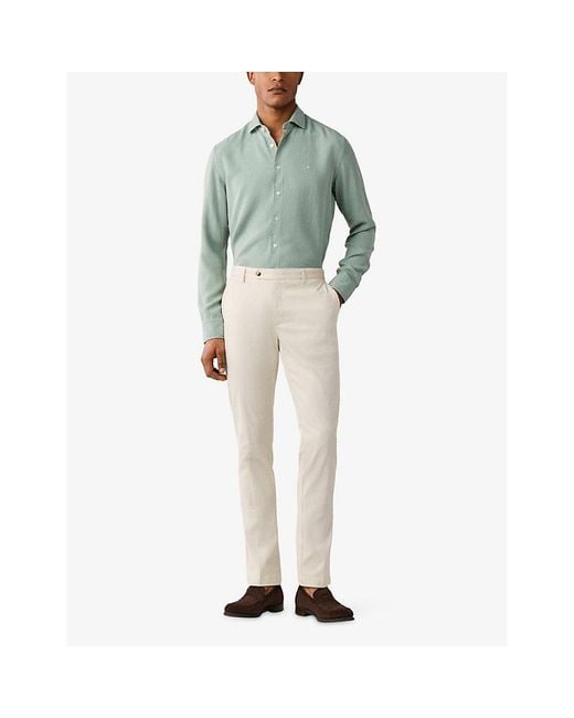 Hackett Green Textured Tailored-Fit Cotton Shirt for men