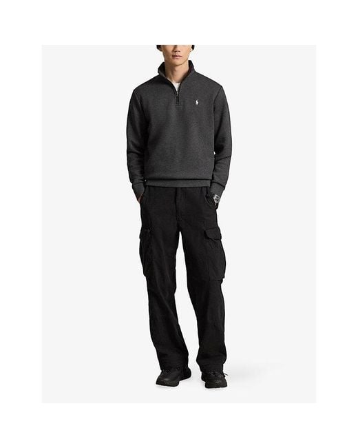 Polo Ralph Lauren Black Logo-Embroidered Cotton-Blend Sweatshirt for men