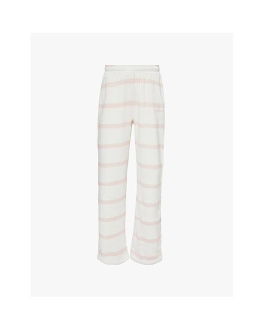 Sisters & Seekers White Gummy Stripe Straight-Leg Cotton-Blend Jersey Jogging Bottoms