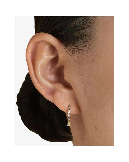 Astrid & Miyu White Pear 14Ct- And Lab-Grown-Sapphire Drop Huggies