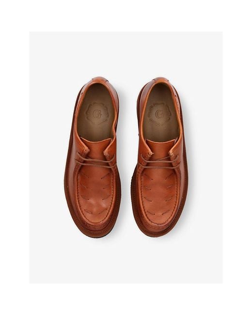 GRENSON Brown Hubert Leather Derby Shoes for men