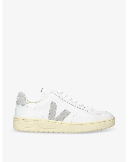 Veja White V-12 Logo-embroidered Low-top Leather Trainers