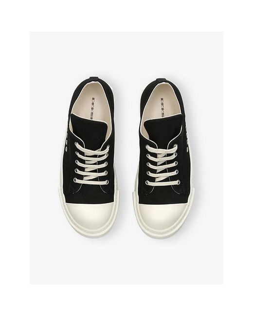 Rick Owens Black Eyelet Canvas Trainers for men
