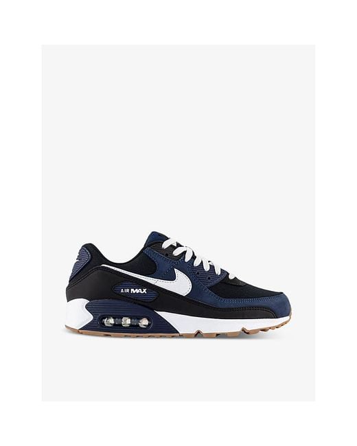 Nike Blue Midnight Vy White Blac Air Max 90 Mesh And Leather Low-top Trainers for men
