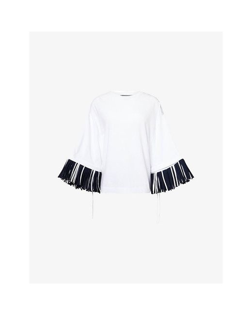 Jacquemus White Le Cabana Fringed Cotton T-Shirt