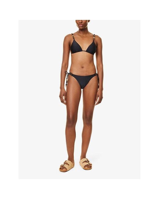 Seafolly Black Mid-Rise Tie-Side Bikini Bottoms